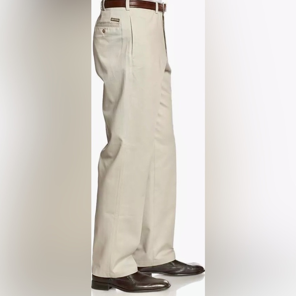 Savane Men's Flat Front Deep Dye Twill Chinos Pant, Stone (Beige), 38W/29L NWT - Picture 3 of 3